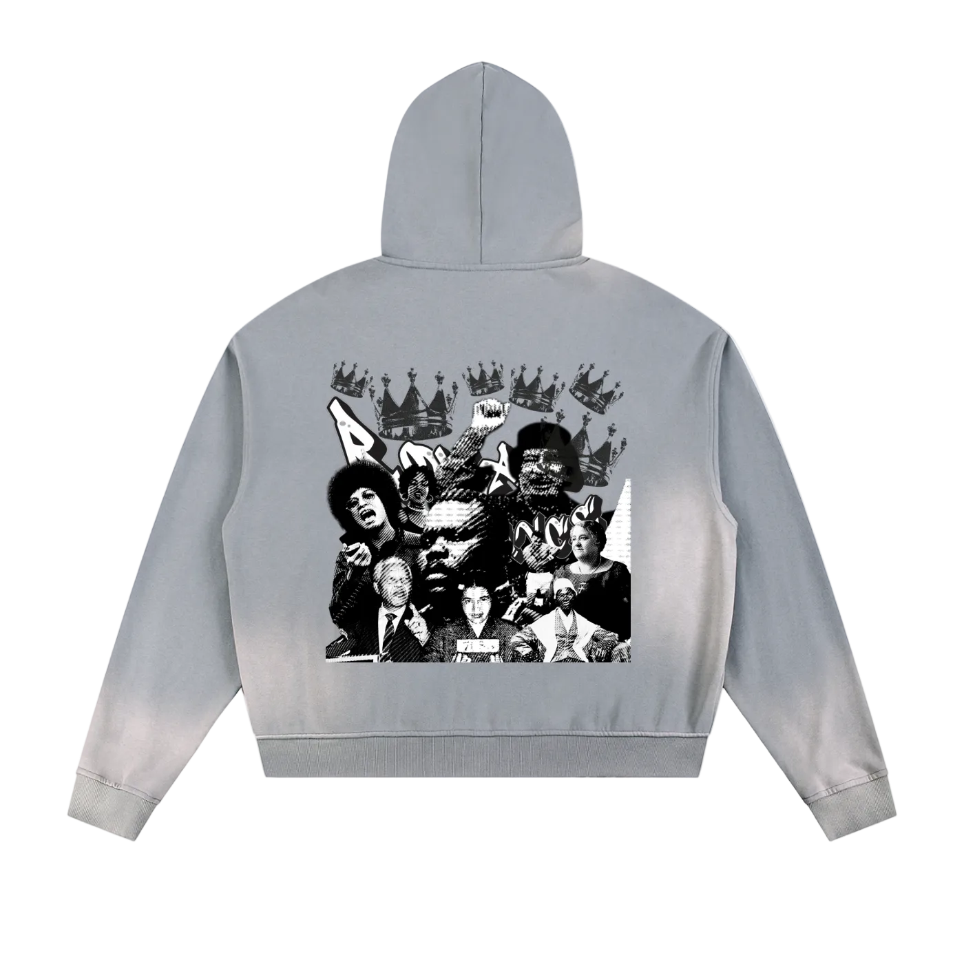 Royal Balance Apparel Fearless Sun Fade Frayed Raw Edge Fleece Zip Hoodie