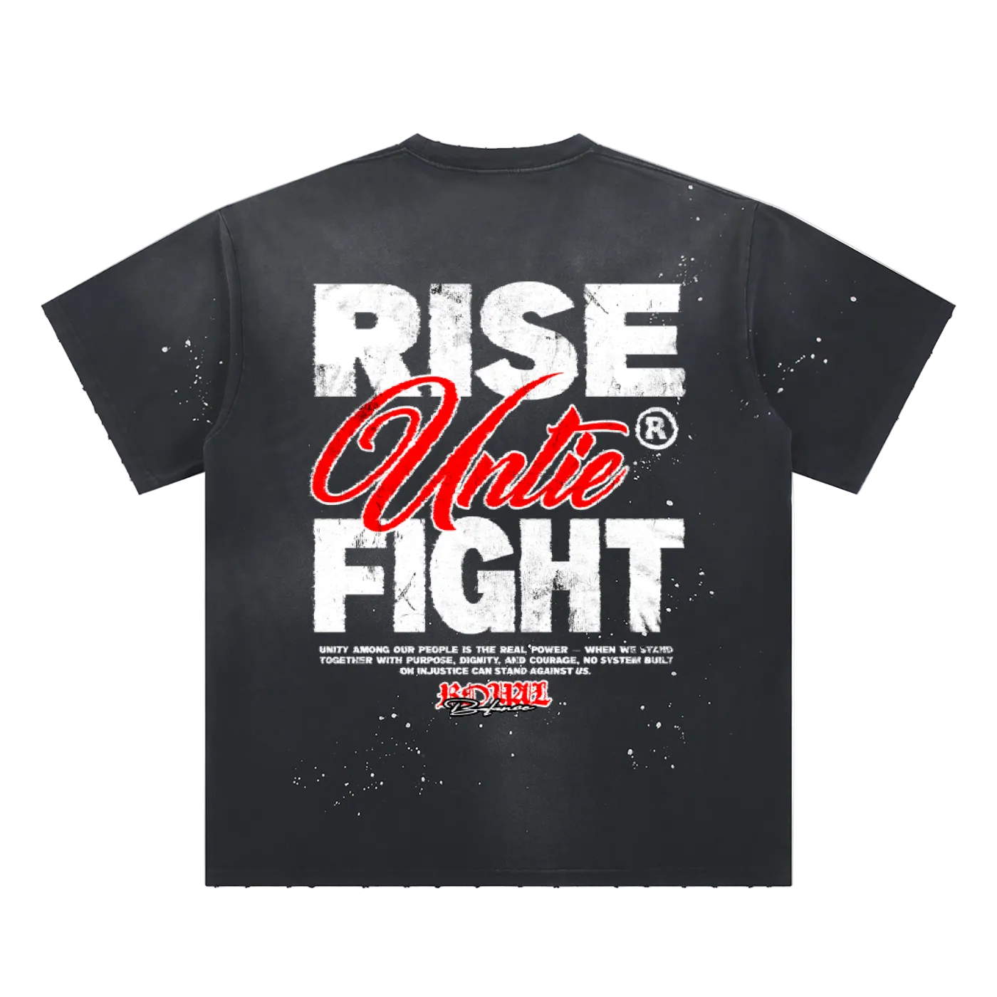 Royal Balance Apparel Rise Unite Fight Hand-Frayed Sunfade Paint Splatter T-Shirt