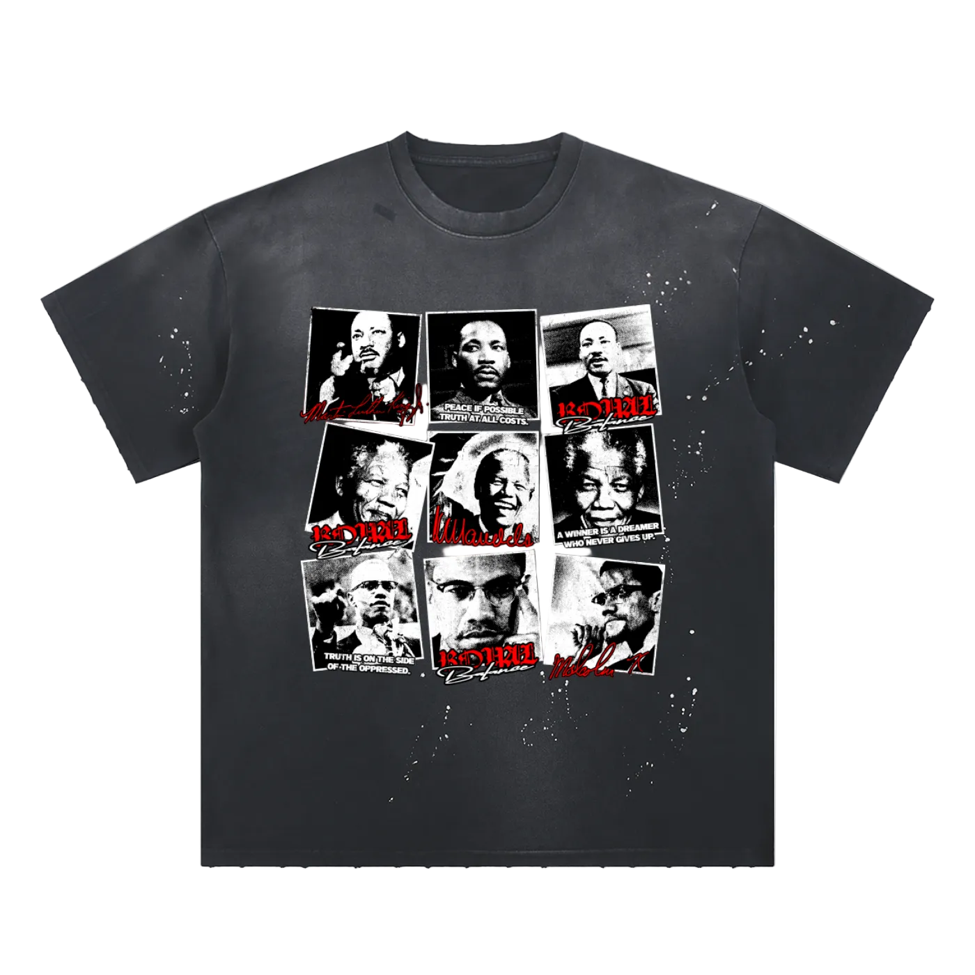 Royal Balance Apparel Rise Unite Fight Hand-Frayed Sunfade Paint Splatter T-Shirt