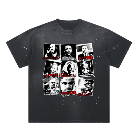 Royal Balance Apparel Rise Unite Fight Hand-Frayed Sunfade Paint Splatter T-Shirt