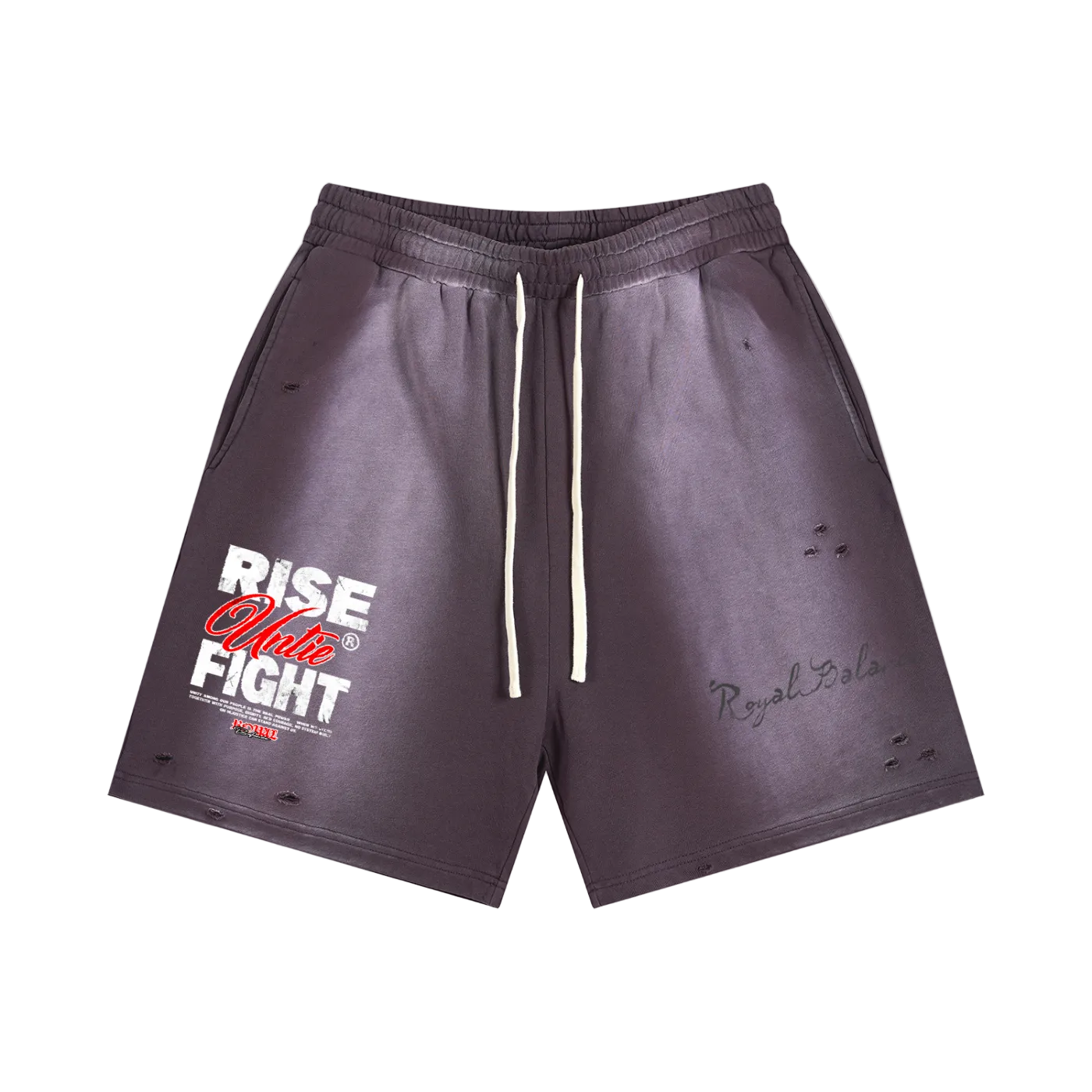 Royal Balance Apparel Rise Unite Fight Sun Fade Distressed Shorts