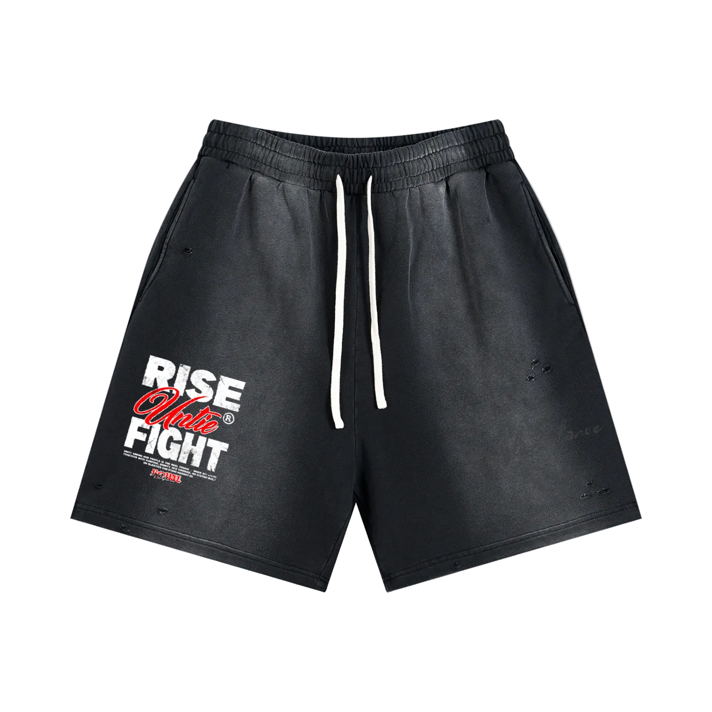 Royal Balance Apparel Rise Unite Fight Sun Fade Distressed Shorts