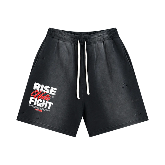 Royal Balance Apparel Rise Unite Fight Sun Fade Distressed Shorts
