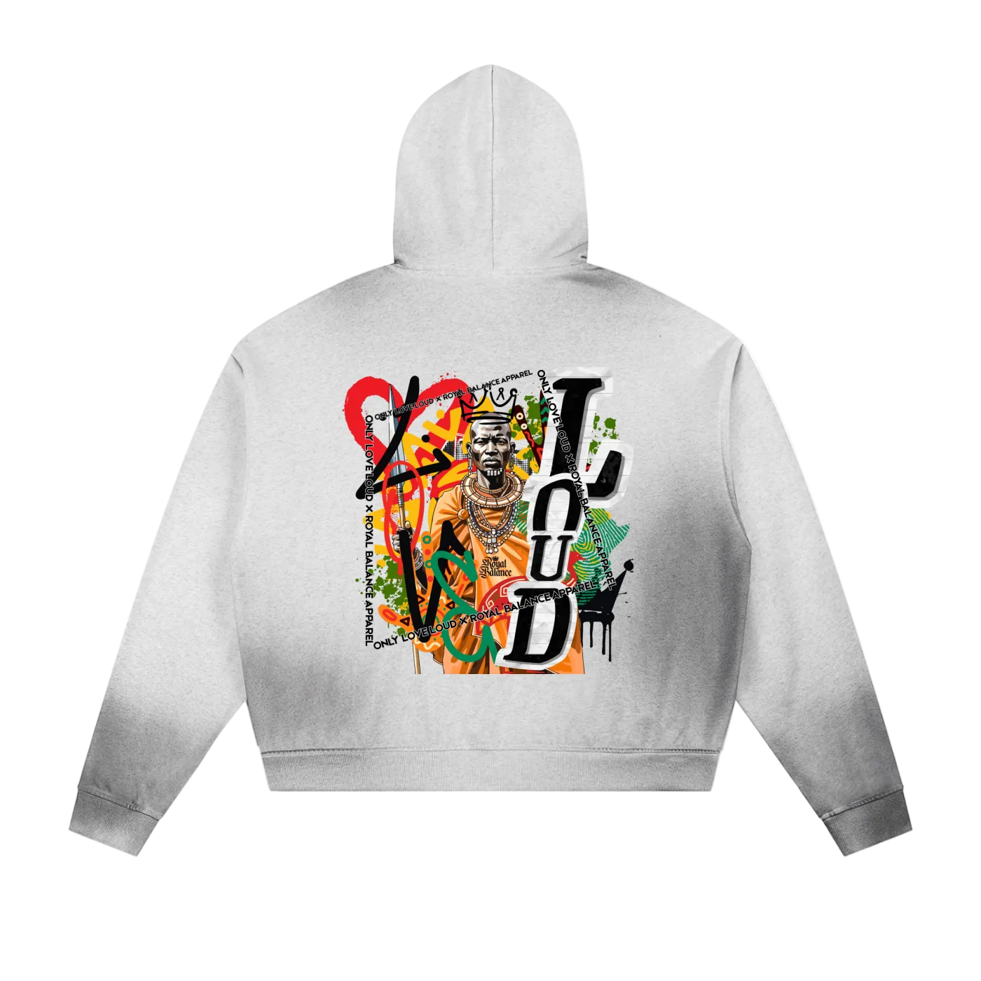 Royal Balance Apparel X Only Loud Love Spiritual Warrior Sun Fade Frayed Raw Edge Fleece Zip Hoodie
