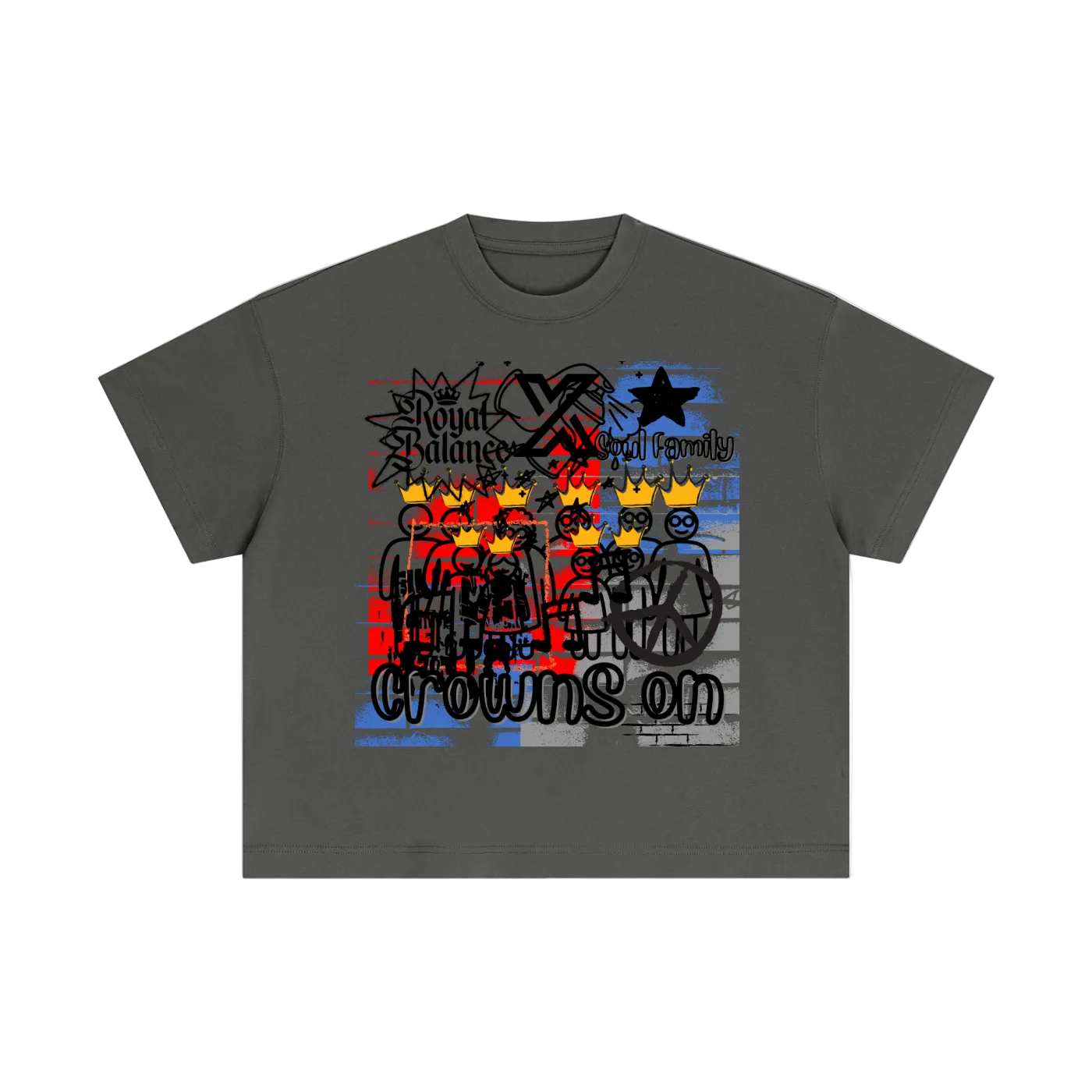 Royal Balance Apparel X Soul Family Crowns On Essential Cotton Boxy T-Shirt