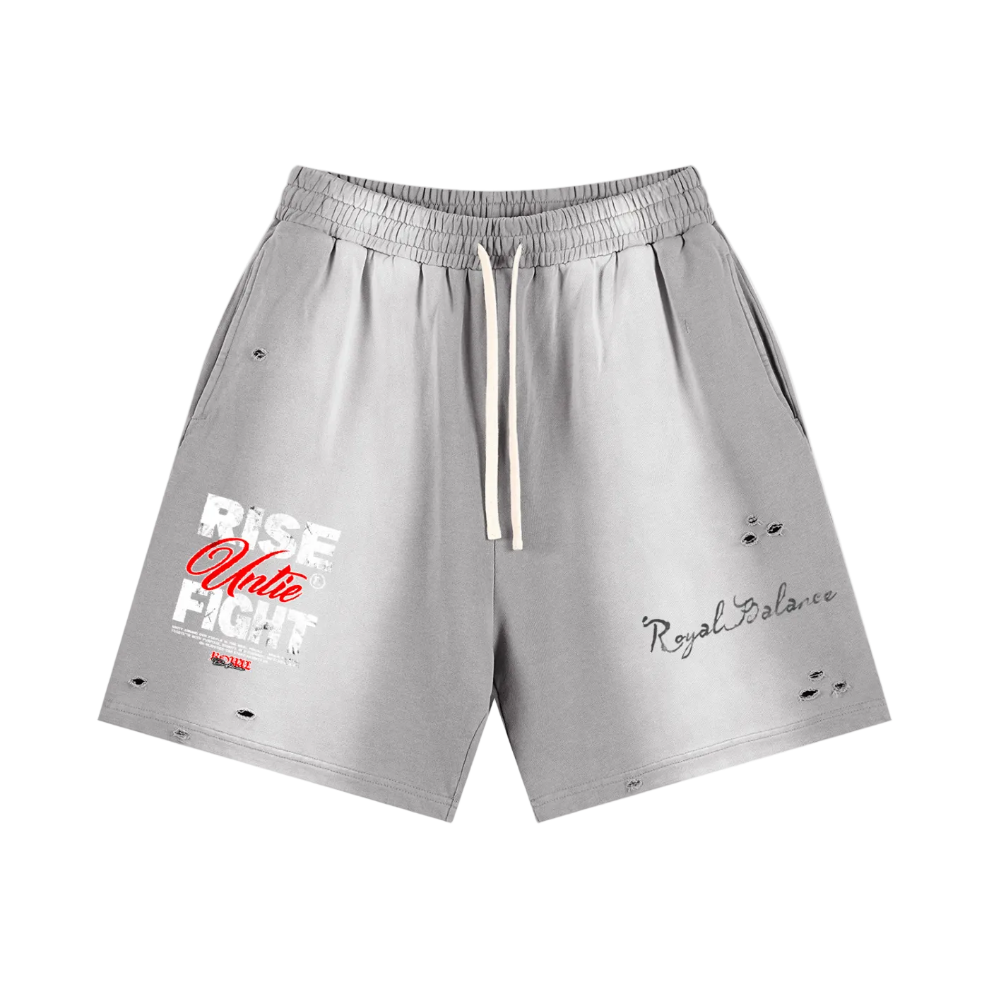 Royal Balance Apparel Rise Unite Fight Sun Fade Distressed Shorts
