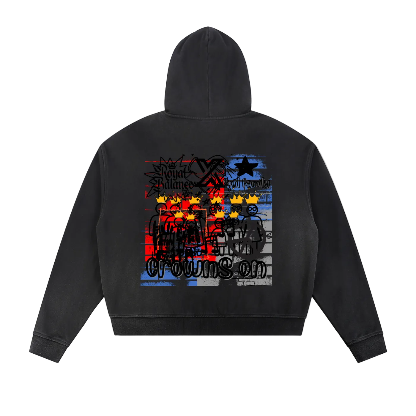 Royal Balance Apparel X Soul Family Sun Fade Frayed Raw Edge Fleece Zip Hoodie