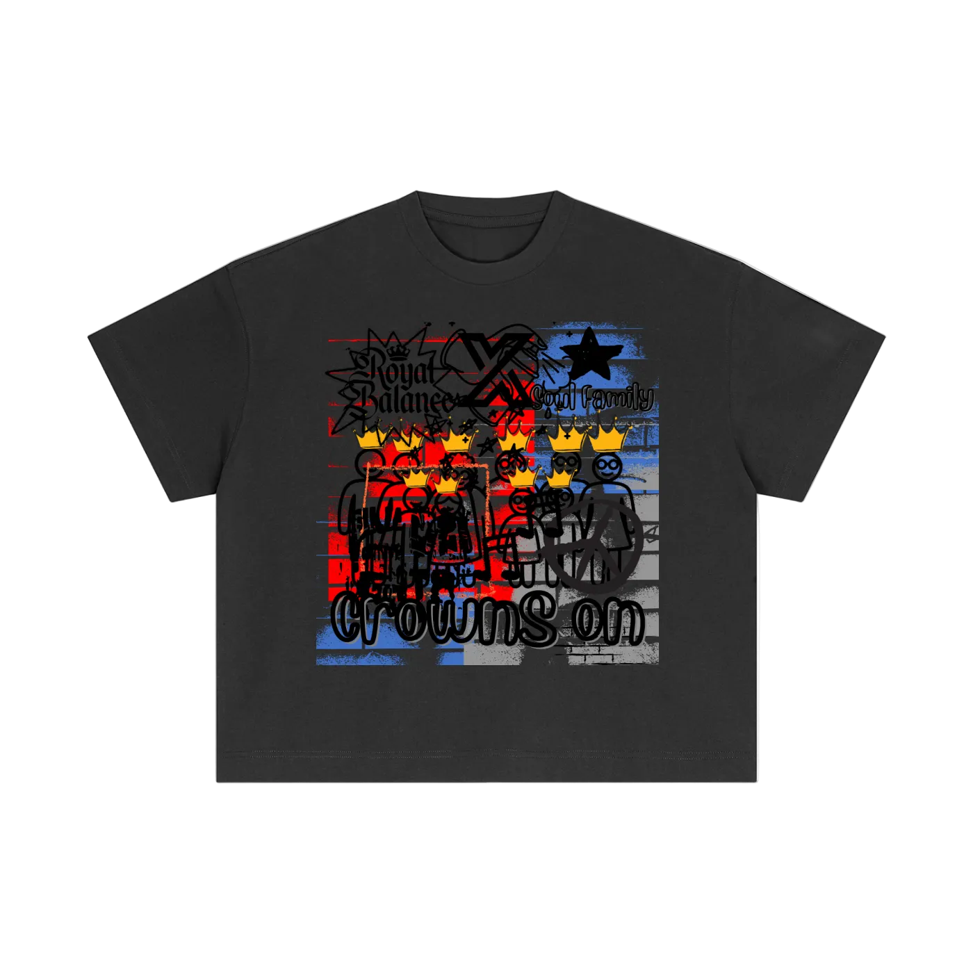 Royal Balance Apparel X Soul Family Crowns On Essential Cotton Boxy T-Shirt