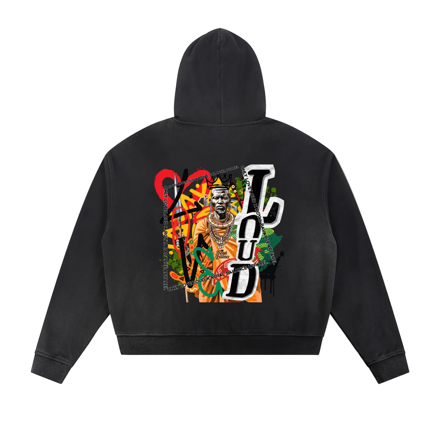 Royal Balance Apparel X Only Loud Love Spiritual Warrior Sun Fade Frayed Raw Edge Fleece Zip Hoodie