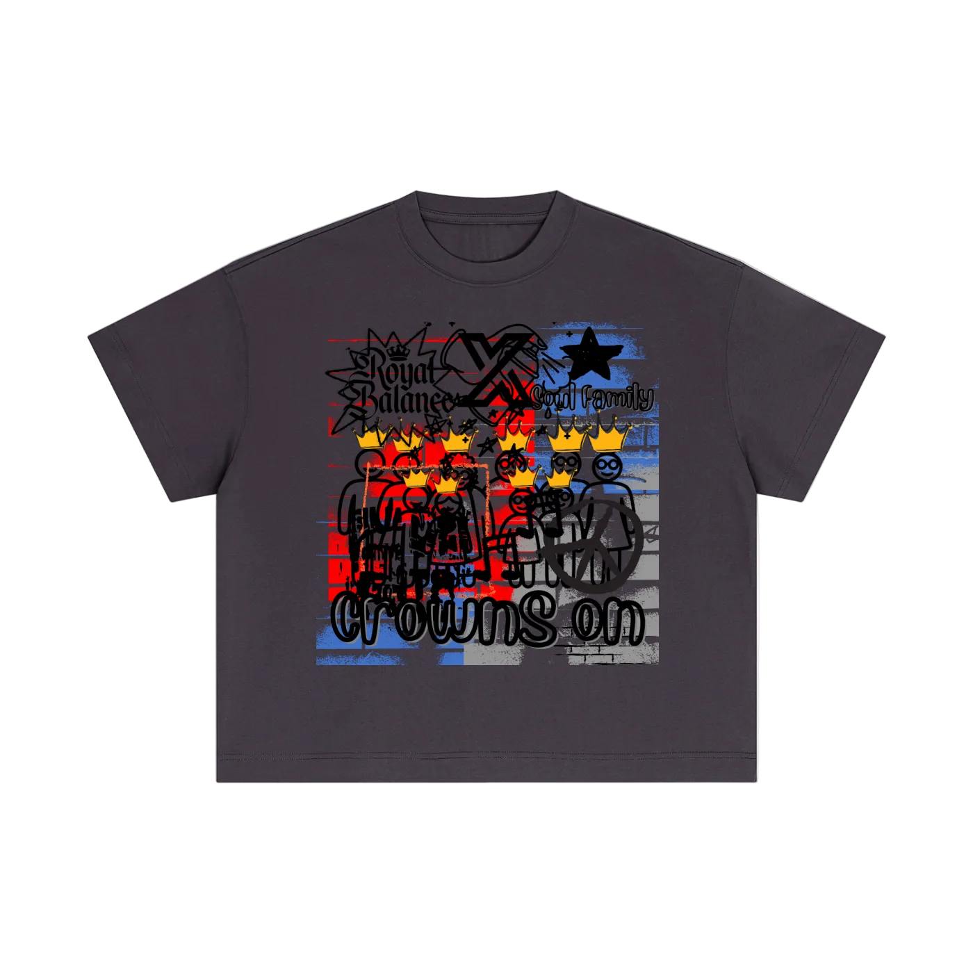 Royal Balance Apparel X Soul Family Crowns On Essential Cotton Boxy T-Shirt