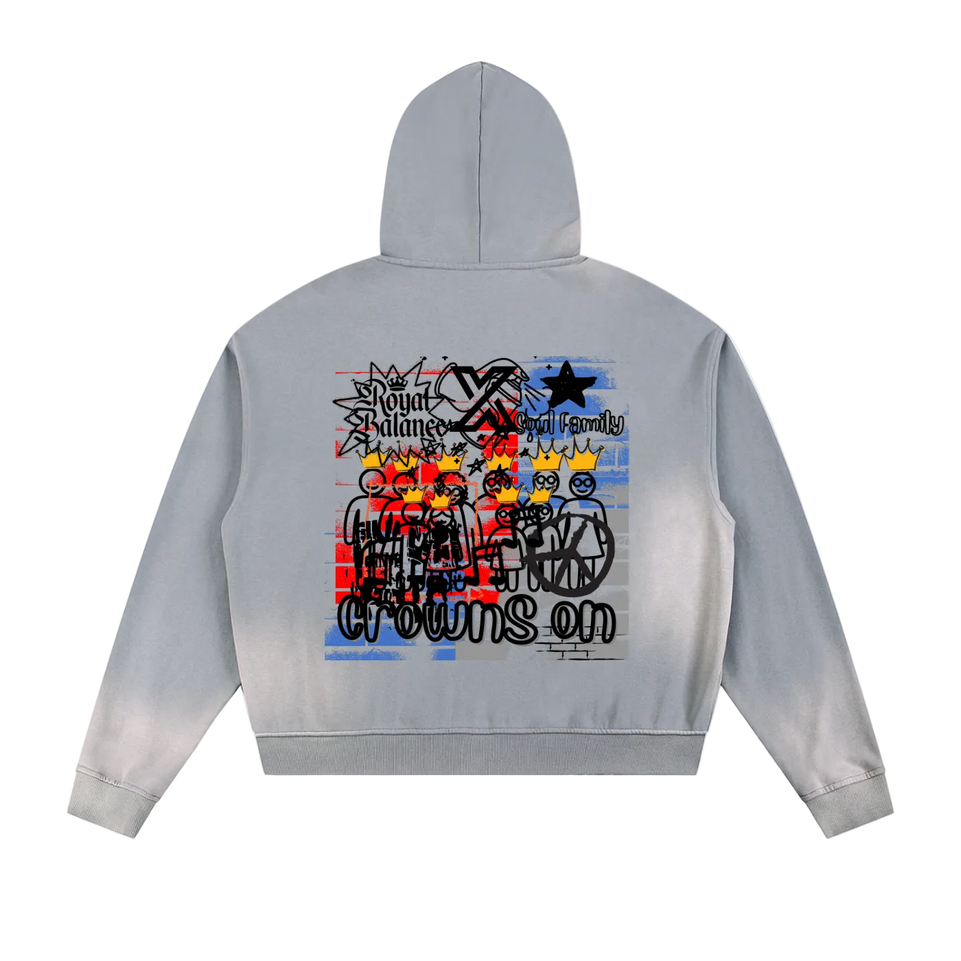 Royal Balance Apparel X Soul Family Sun Fade Frayed Raw Edge Fleece Zip Hoodie